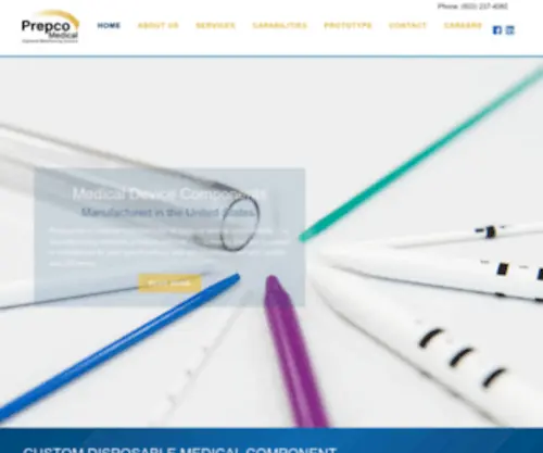 Prepco.com(Prepco Disposable Medical Device Components) Screenshot