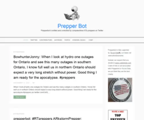 Prepperbot.com(Prepperbot is written and controlled by competentmen RTs preppers on Twitter) Screenshot