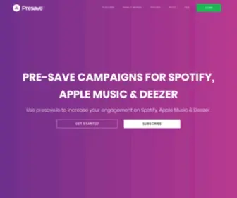 Presave.io(Pre-Save Campaigns For Spotify, Apple Music & Deezer) Screenshot