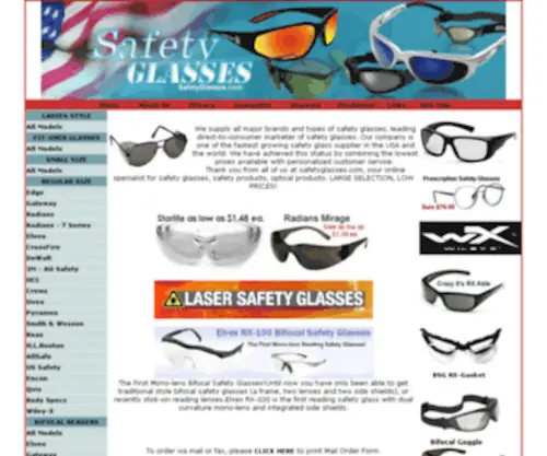 Prescriptionsafetyglasses.com(American Safety Eyewear) Screenshot