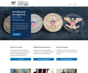 Presidentialserviceawards.gov(The President's Volunteer Service Award) Screenshot