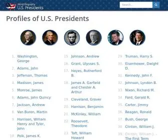 Presidentprofiles.com(Profiles of U.S. Presidents) Screenshot