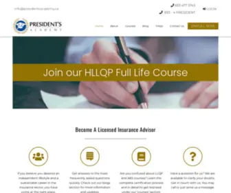 Presidentsacademy.ca(Providing LLQP Full Life (Common Law) and LLQP A&S Only (Common Law)) Screenshot
