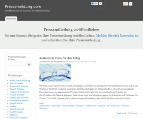 Pressemeldung.com(Pressemeldung) Screenshot