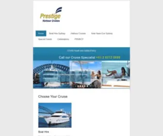 Prestigeharbourcruises.com.au(Over 100 boat hire and scheduled cruise options around Australia) Screenshot