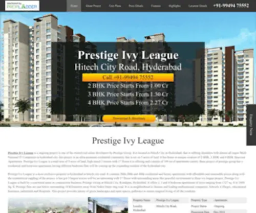 Prestigeivyleaguehyderabad.co.in(Prestige Ivy League in Hitech city) Screenshot