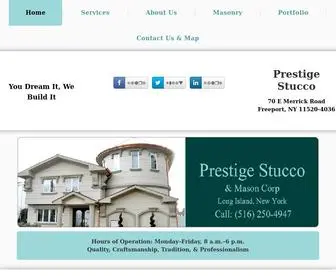 Prestigestucco.com(Custom Home Building) Screenshot