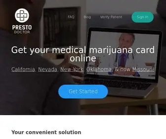 Prestodoctor.com(Online Medical Marijuana Doctors for Cannabis Cards) Screenshot