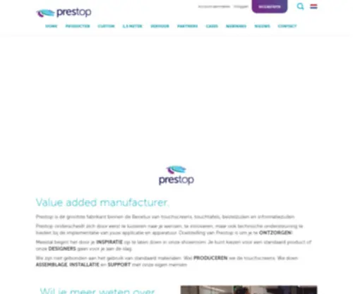 Prestopproducts.nl(Prestop: dé fabrikant van Interactieve Touch Oplossingen) Screenshot