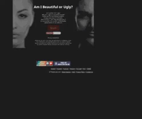 Prettyscale.com(Face beauty analysis test) Screenshot