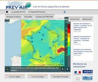 Prevair.org(Bienvenue sur PREV'AIR) Screenshot