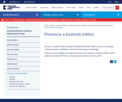 Prevenceinfekcibrno.cz(Fakultní nemocnice Brno) Screenshot