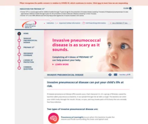 Prevnar13.com(Valent Conjugate Vaccine (Diphtheria CRM197 Protein)) Screenshot