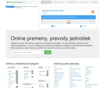 Prevodyjednotiek.sk(Premeny jednotiek online) Screenshot