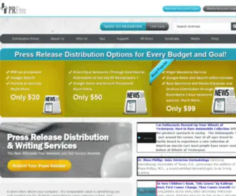 PRfree.com(Free Press Release Distribution and Writing Service) Screenshot
