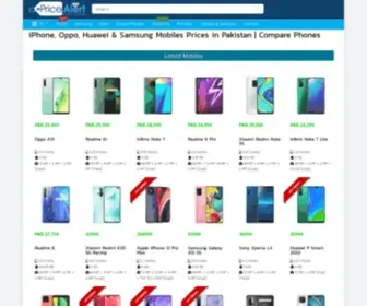 Pricealert.pk(IPhone, Oppo, Huawei & Samsung Mobiles Prices in Pakistan) Screenshot