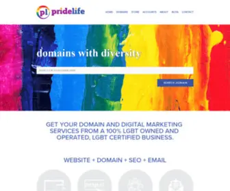 Pridelife.lgbt(The first LGBT certified registrar in the world) Screenshot