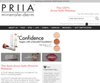 Priia.com(Best Mineral Makeup and Natural Cosmetics by PRIIA Cosmetics) Screenshot