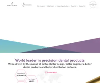 Primadentalgroup.com(World leader in precision dental products) Screenshot