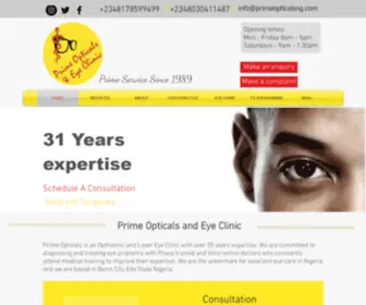 Primeopticalsandeyeclinic.com(Prime Opticals and Eye Clinic) Screenshot