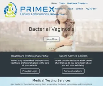 Primexlab.com(Primex Clinical Laboratories) Screenshot