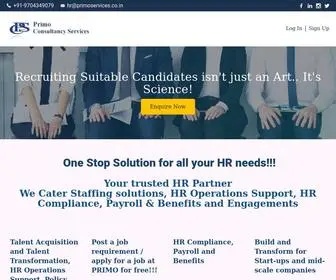 Primoservices.co.in(Primo Consultancy Services) Screenshot