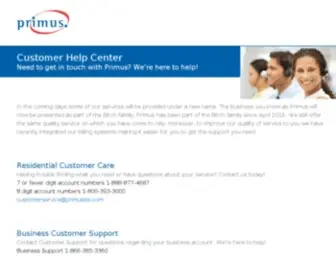 Primustel.com(Customer Help Center) Screenshot