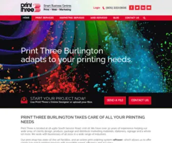 Print3Burlington.com(Print Three Burlington Print Shop) Screenshot