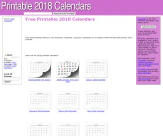 Printable2018Calendars.com(Printable 2018 Calendar) Screenshot