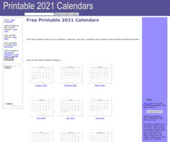 Printable2021Calendars.com(Printable 2021 Calendars) Screenshot