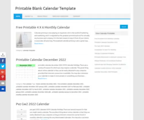 Printablecalendarblanks.com(Printable Blank Calendar Template) Screenshot