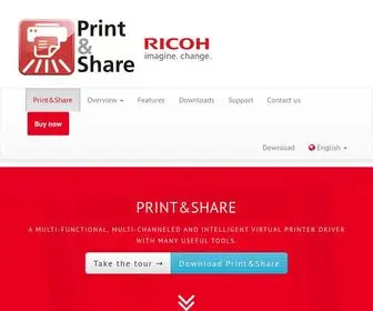 Printandshare.info(Ricoh Print&Share the virtual printer driver to print greener) Screenshot