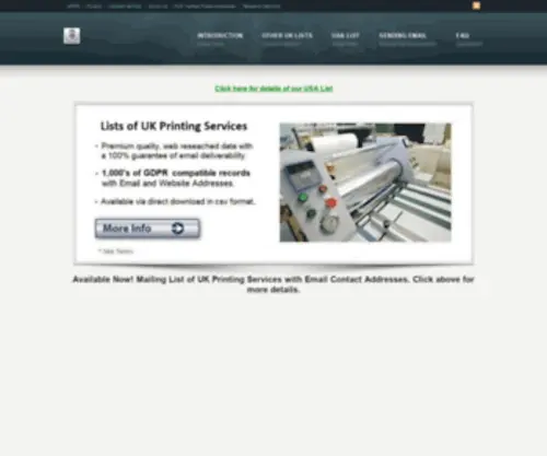 Printerslist.co.uk(Email Mailing & Address List of Printers & Printing Services) Screenshot