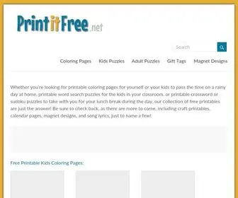 Printitfree.net(Free Printable Puzzles and Coloring Pages) Screenshot