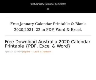 Printjanuarycalendar.com(Printable January Calendar Template) Screenshot