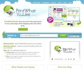 Printwhatyoulike.com(Save paper & ink printing only what you want) Screenshot