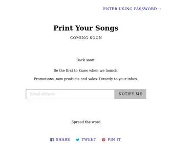 Printyoursongs.com(Print Your Songs) Screenshot
