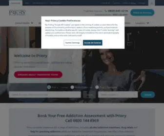 Priorygroup.com(Private addiction rehab and mental health hospitals) Screenshot