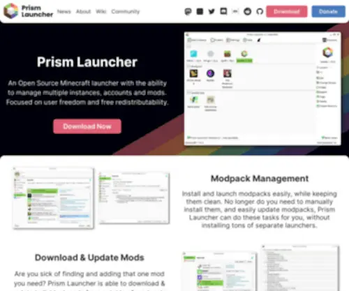 Prismlauncher.org(Prism Launcher) Screenshot