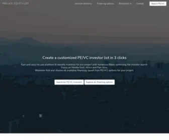 Privateequitylist.com(PE, VC and Angel database) Screenshot