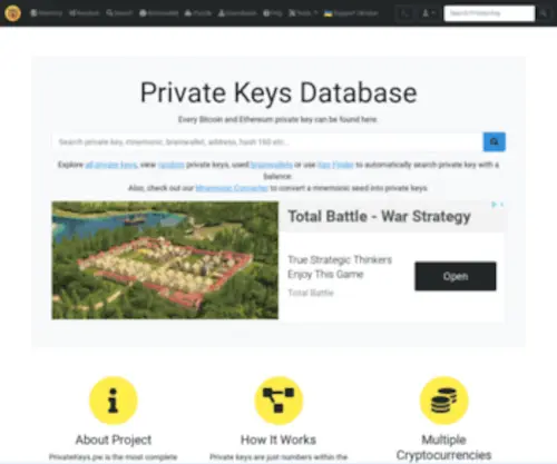 Privatekeys.pw(Private Keys Database) Screenshot