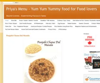 Priyasmenu.com(Priya's Menu) Screenshot