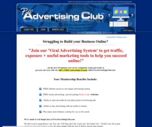 Proadvertisingclub.com(Free traffic exchange) Screenshot