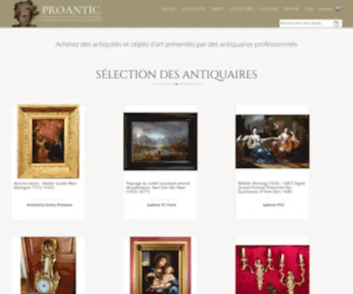 Proantic.com(Achetez des antiquités et objets d'art présentés par des) Screenshot