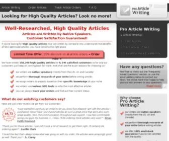 Proarticlewriting.com(Pro Article Writing) Screenshot