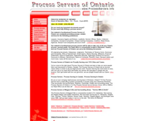 Processservers.info(Process Servers of Ontario) Screenshot