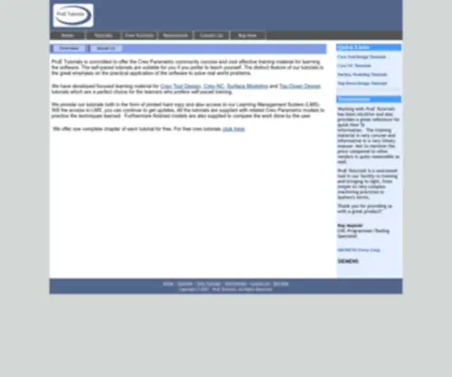 Proetutorials.com(Creo parametric training) Screenshot