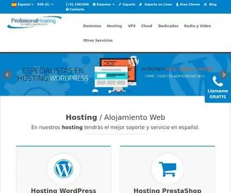 Profesionalhosting.com(Hosting, VPS, Hosting WordPress, PrestaShop) Screenshot