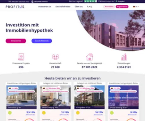 Profitus.de(Investition mit Immobilienhypothek) Screenshot