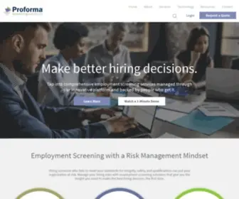 Proformascreening.com(Employment Screening Services) Screenshot